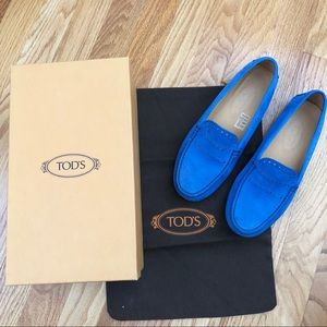 Tod’s Blue Suede Gommino Loafers - Women’s